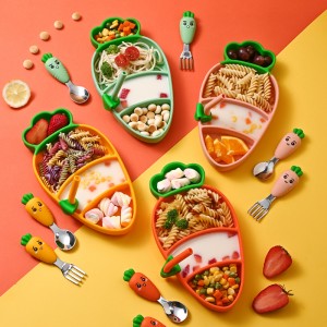 Репичкана чиния за вечеря Силикон деца \\\\\\\\ \'купа за смукателна чаша за купа \\\\\\\\ \\\\\\\\ на прибори за прибори за бебета спомагателна купа с купа за храна, отделна чиния